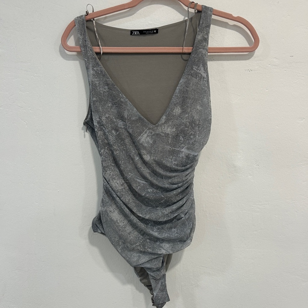 Zara Charcoal Textured Bodysuit